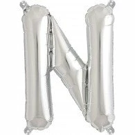 Not Specified Small Letter Balloon N - 41cm Silver - Air Filled Only