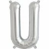 Not Specified Letters, Number & KITS - AIR FILLED Small Letter Balloon U - 41cm Silver - Air Filled Only
