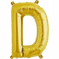 Not Specified Letters, Number & KITS - AIR FILLED Small Letter Balloon D - 41cm Gold - Air Filled Only