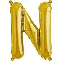 Not Specified Small Letter Balloon N - 41cm Gold - Air Filled Only Letters, Number & KITS - AIR FILLED