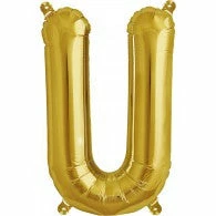 Not Specified Letters, Number & KITS - AIR FILLED Small Letter Balloon U - 41cm Gold - Air Filled Only