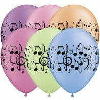 Not Specified Music Note Balloons Neon Assorted- Singles Or Packs - Helium Filled Or Flat Printed Balloons