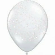 Not Specified Printed Balloons Stars Balloons Clear W/ White Stars- Singles Or Packs - Helium Filled Or Flat