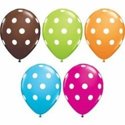 Not Specified Printed Balloons Polka Dot Balloons Assorted - Singles Or Packs - Helium Filled Or Flat A7431