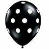 Not Specified Polka Dot Balloons Black W/ White Dots- Singles Or Packs - Helium Filled Or Flat