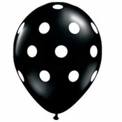 Not Specified Polka Dot Balloons Black W/ White Dots- Singles Or Packs - Helium Filled Or Flat