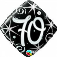 Not Specified Send Balloons 70th Birthday Balloon - Diamond Shape Black & Silver