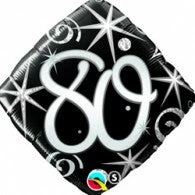 Not Specified 80th Balloon Black & Silver Foil Balloon Send Balloons