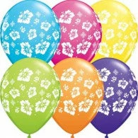 Not Specified Printed Balloons Tropical Hibiscus Balloons Assorted - Singles Or Packs - Helium Filled Or Flat