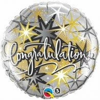 Not Specified Congratulations Balloon - Silver, Black & Gold Send Balloons