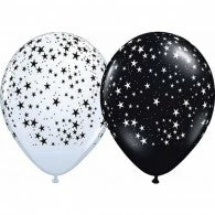 Not Specified Stars Balloons Black & White- Singles Or Packs - Helium Filled Or Flat Printed Balloons