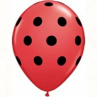 Not Specified Polka Dot / Ladybug Balloons Red W/ Black Dots - Singles Or Packs - Helium Filled Or Flat Printed Balloons