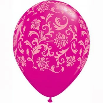 Not Specified Damask Balloons Pink - Singles Or Packs - Helium Filled Or Flat