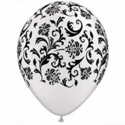 Not Specified Printed Balloons Damask Balloons White - Singles Or Packs - Helium Filled Or Flat