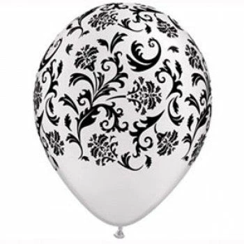 Not Specified Printed Balloons Damask Balloons White - Singles Or Packs - Helium Filled Or Flat