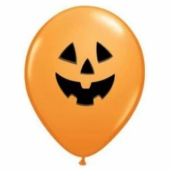Not Specified Printed Balloons Pumpkin Face Balloons - Singles Or Packs - Helium Filled Or Flat