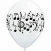 Not Specified Printed Balloons Music Note Balloons White W/ Black Print- Singles Or Packs - Helium Filled Or Flat