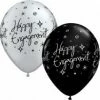 Not Specified Happy Engagement Balloons Black & Silver - Singles Or Packs - Helium Filled Or Flat