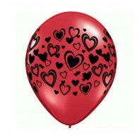 Not Specified Heart Balloons Red W/ Black Hearts - Singles Or Packs - Helium Filled Or Flat