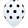 Not Specified Polka Dot Balloons White W/ Black Dots - Singles Or Packs - Helium Filled Or Flat Printed Balloons