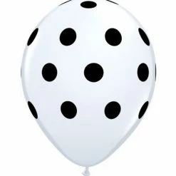 Not Specified Polka Dot Balloons White W/ Black Dots - Singles Or Packs - Helium Filled Or Flat Printed Balloons
