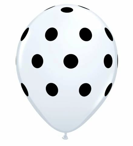 Not Specified Polka Dot Balloons White W/ Black Dots - Singles Or Packs - Helium Filled Or Flat Printed Balloons