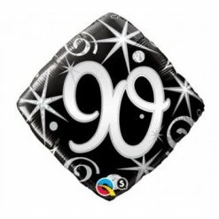 Not Specified 90th Foil Balloon Black & Silver