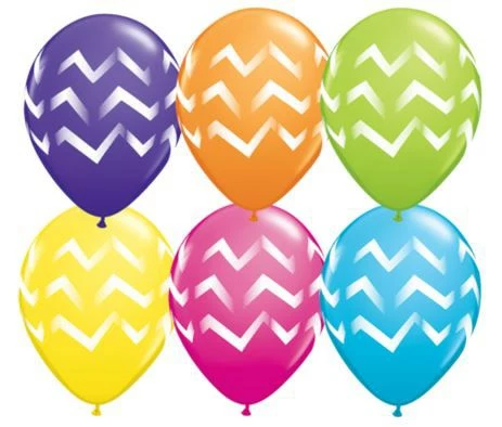 Not Specified Printed Balloons Chevron Balloons Assorted - Singles Or Packs - Helium Filled Or Flat