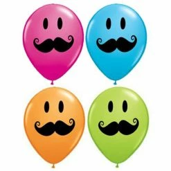 Not Specified Printed Balloons Moustache Balloons Assorted - Singles Or Packs - Helium Filled Or Flat