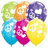 Not Specified Peace Signs & Heart Balloons - Singles Or Packs - Helium Filled Or Flat Printed Balloons