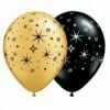 Not Specified Stars Balloons Black & Gold- Singles Or Packs - Helium Filled Or Flat