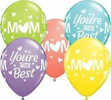 Not Specified Printed Balloons Mother's Day Your The Best Assorted Balloon - Single Or Packs - Helium Filled Or Flat