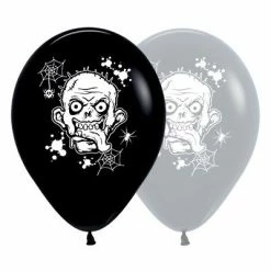 Not Specified Zombie Balloons Black & Grey - Singles Or Packs - Helium Filled Or Flat