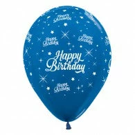 Not Specified Happy Birthday Balloons Pearl Blue - Singles Or Packs - Helium Filled Or Flat Happy Birthday - Balloons