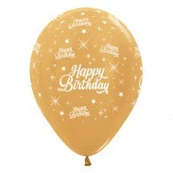 Not Specified Happy Birthday Balloons Gold - Singles Or Packs - Helium Filled Or Flat
