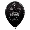 Not Specified Happy Birthday Balloons Black - Singles Or Packs - Helium Filled Or Flat