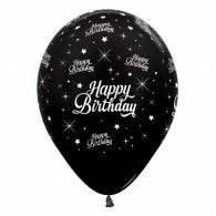 Not Specified Happy Birthday Balloons Black - Singles Or Packs - Helium Filled Or Flat