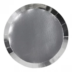 Five Star Metallic Silver Paper Plates | Round | Snack | Pk10 Plates - Plain