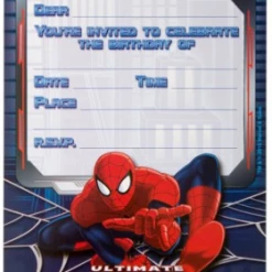 Balloon Agencies Spiderman Party Invitations 8pk