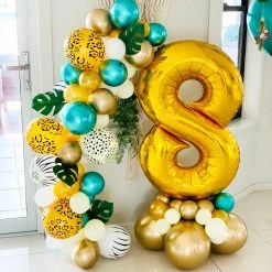 Party Planet Large Number Balloon With Garland | Jungle Theme