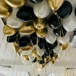 Not Specified Helium Balloons Chrome Gold, Black & White Mix - Singles Or Pack Ceiling Balloons