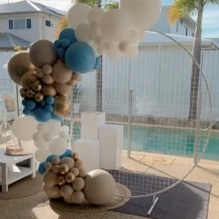 Party Planet Pale Blue White & Sand Balloon Garland + Frame Balloon Garlands & Decor