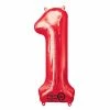 Not Specified Large Number 1 Balloon - Red Letters & Numbers - Large