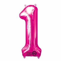 Not Specified Large Number 1 Balloon - Pink Letters & Numbers - Large