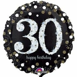 Not Specified 30th Balloon - Black & White Sparkling