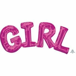 Not Specified Letters, Number & KITS - AIR FILLED Word Girl Balloon - Pink - Air Fill Only (small)
