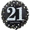 Not Specified 21st Birthday Balloon - Black & White Sparkling