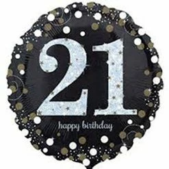Not Specified 21st Birthday Balloon - Black & White Sparkling