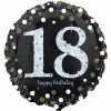 Not Specified 18th Birthday Balloon - Black & White Sparkling Send Balloons