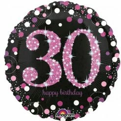 Not Specified 30th Birthday Balloon - Pink & Black Sparkling
